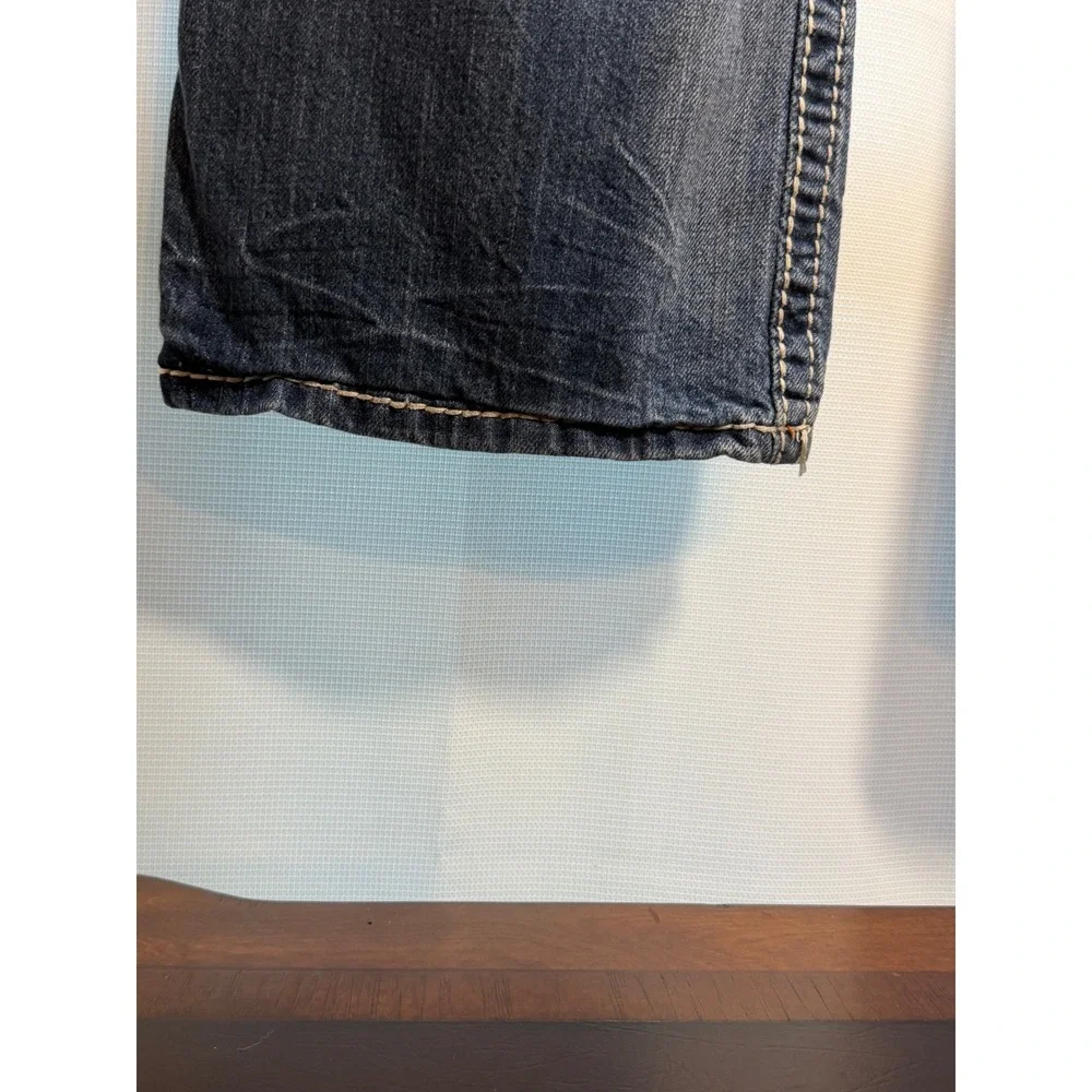 Rock Revival Mens Bootcut Jeans Size 34 Flap Pocket Thick Stitch Blue Y2K